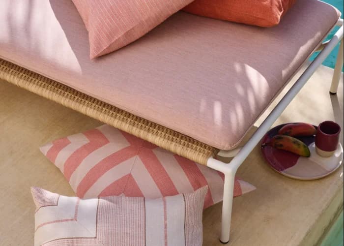 Replacement outdoor cushions on a garden sectional sofa